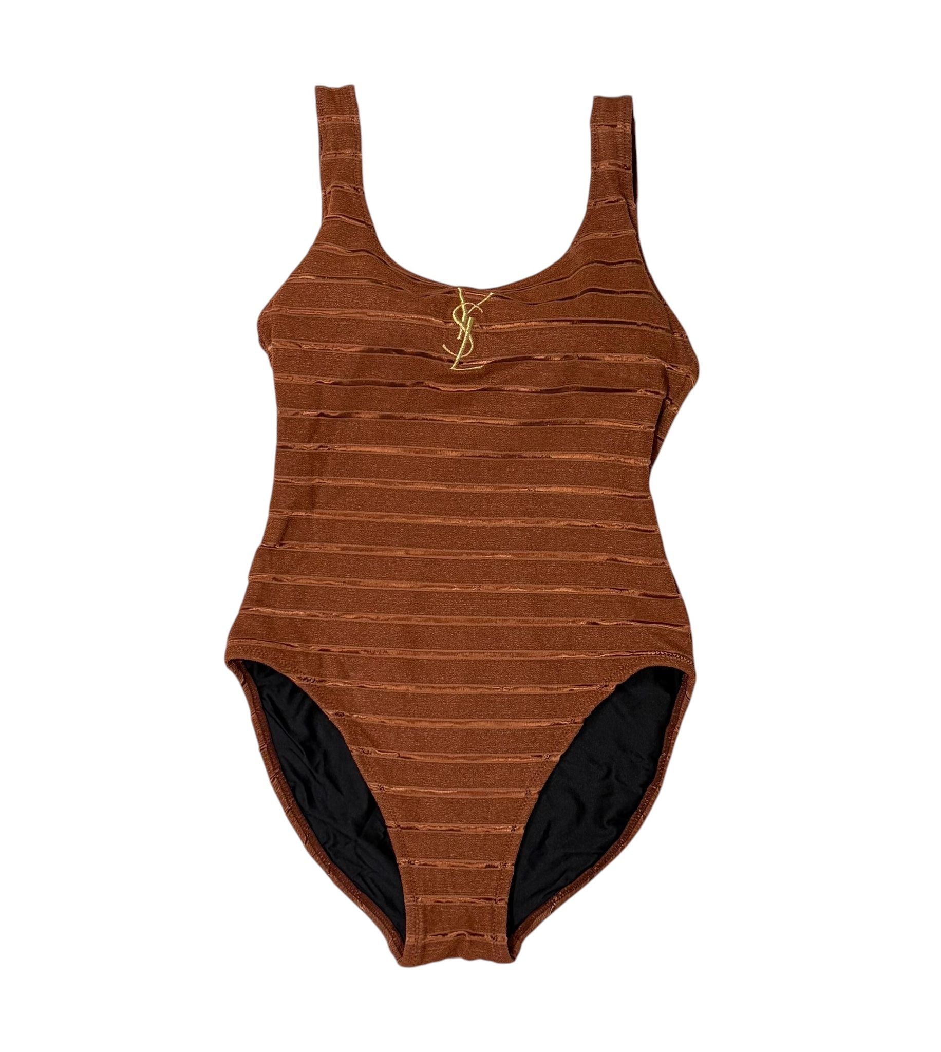 YSL Brown Stripe Logo One Piece