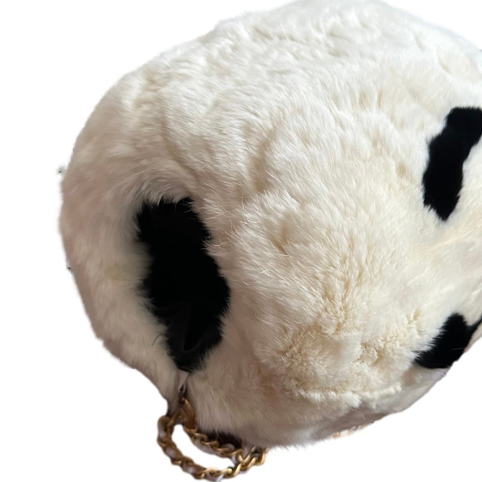 Chanel White Rabbit Fur Muff Bag