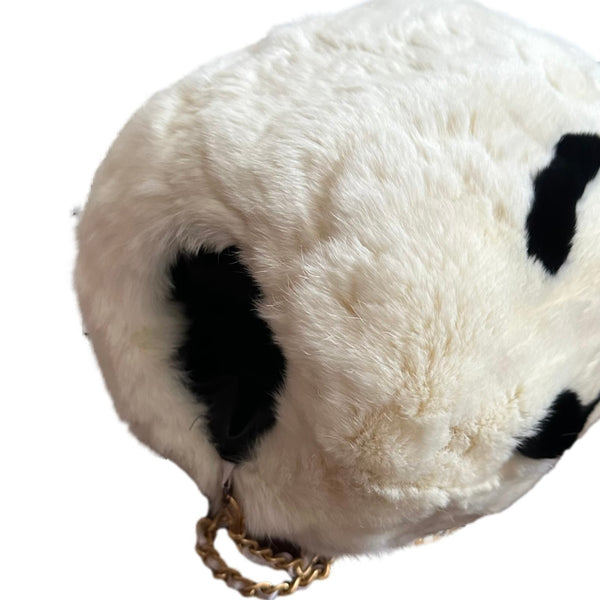 Chanel White Rabbit Fur Muff Bag