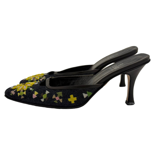 Fendi Denim Beaded Mules