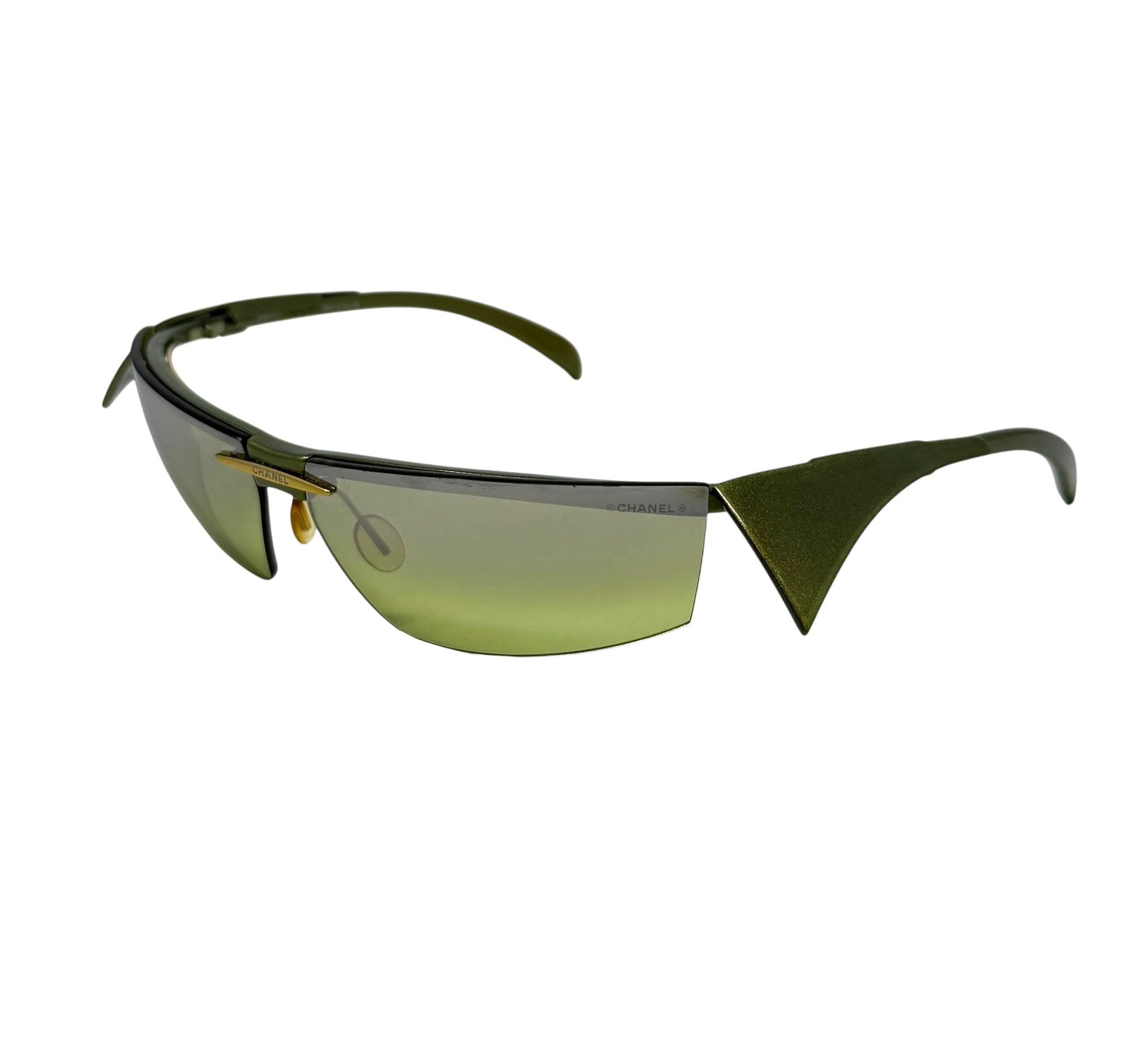 Chanel Green Visor Side Sunglasses
