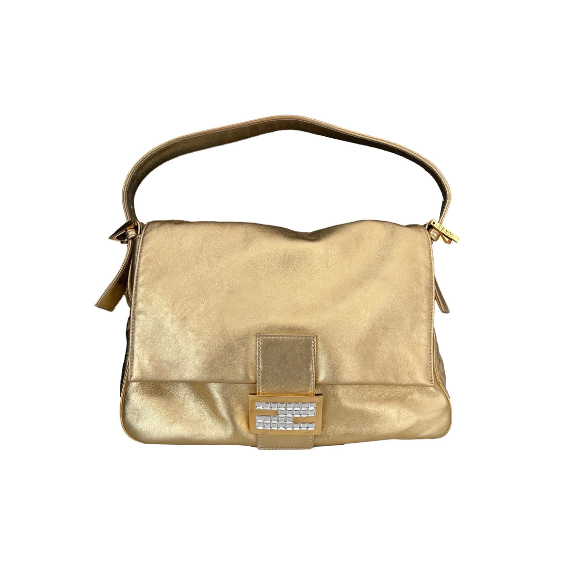 Fendi Gold Rhinestone Mama Baguette