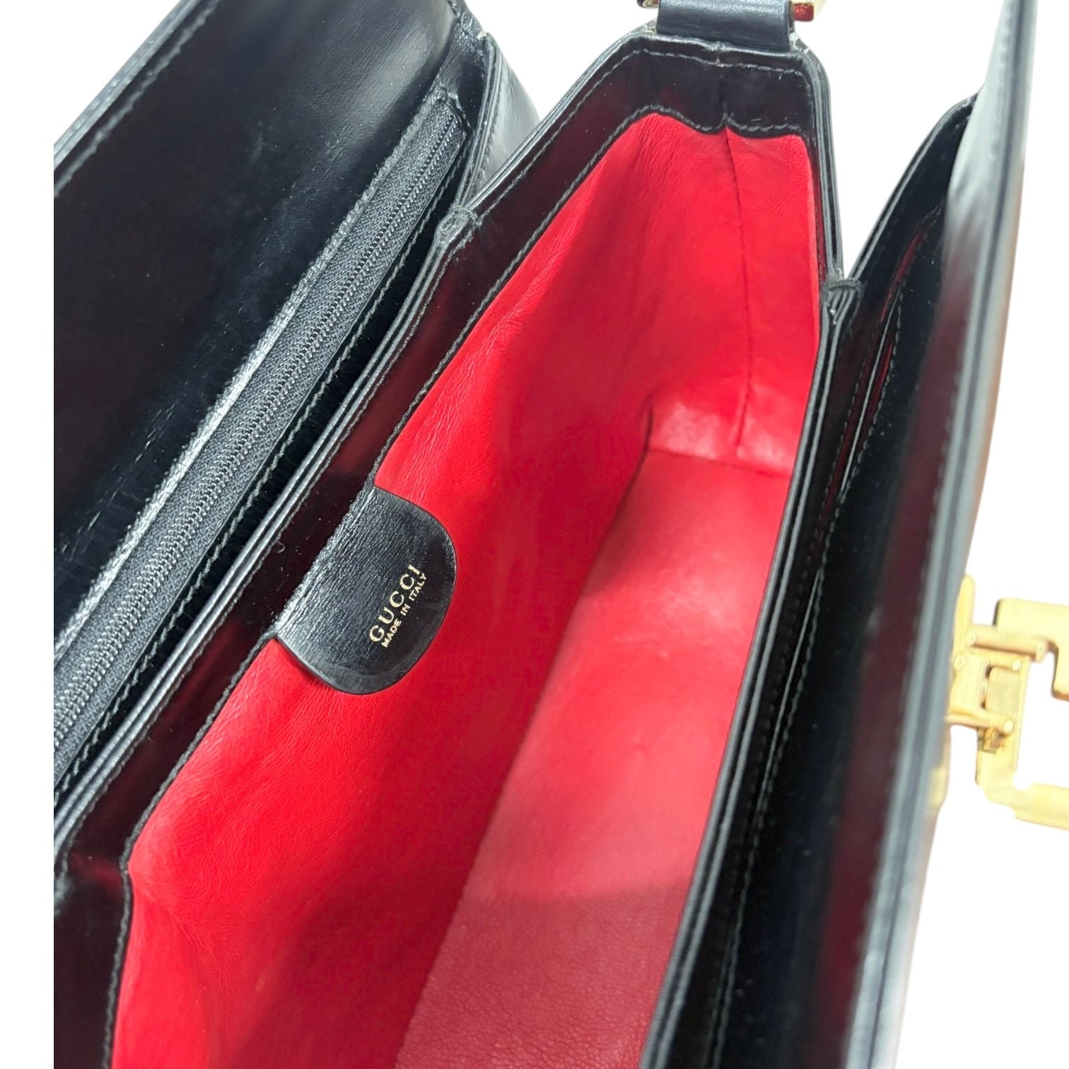 Gucci Black Top Handle Clasp Bag