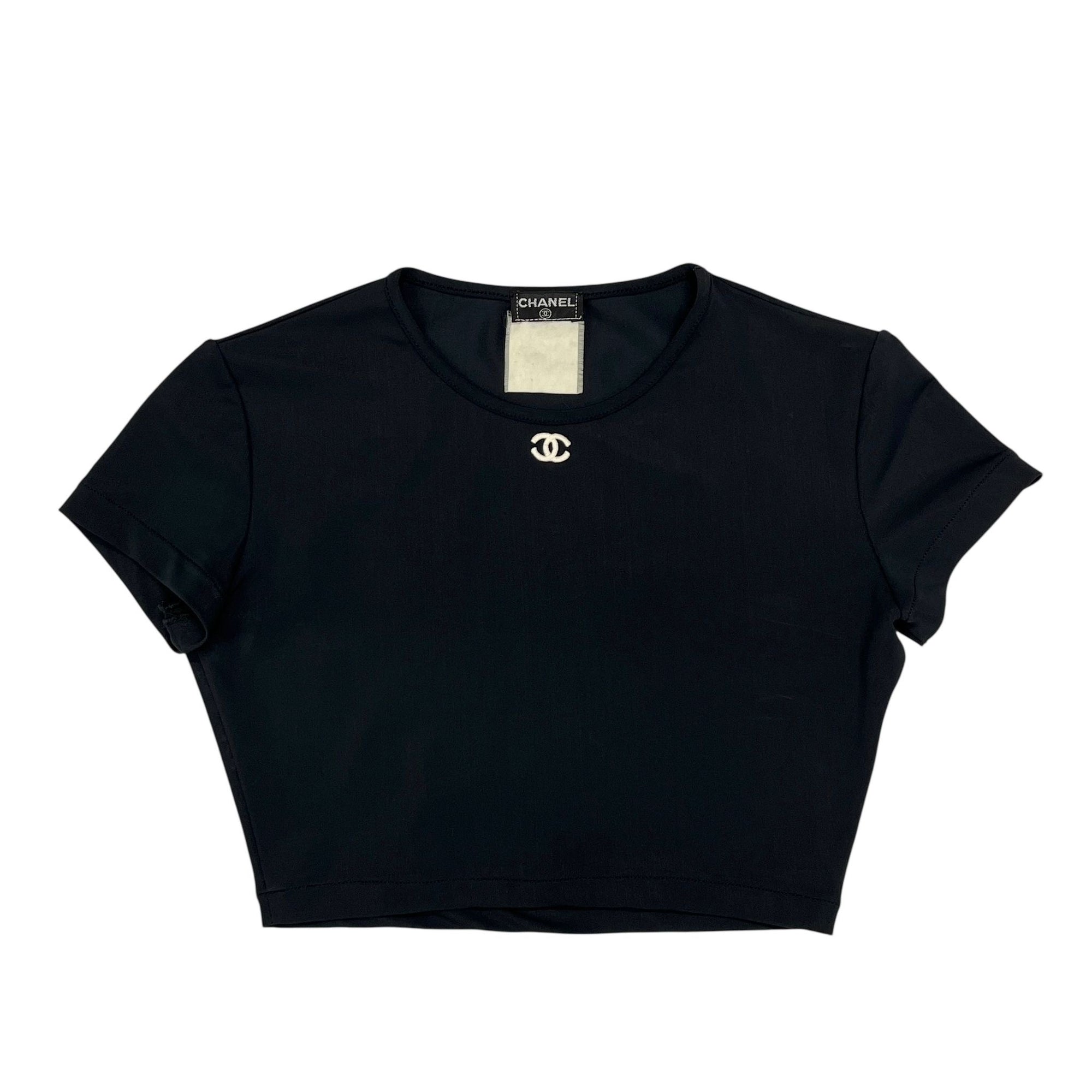 Chanel Black Logo Crop Top