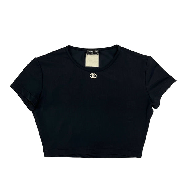 Chanel Black Logo Crop Top