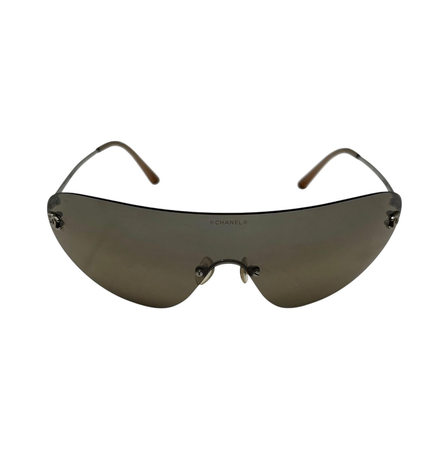 Chanel Brown Visor Rimless Sunglasses