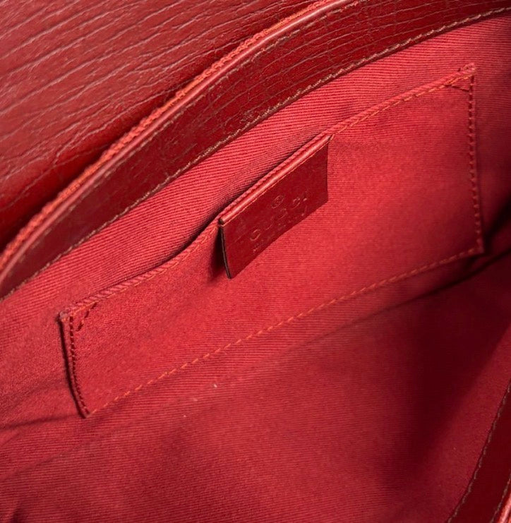 Gucci Red Logo Horsebit Shoulder Bag