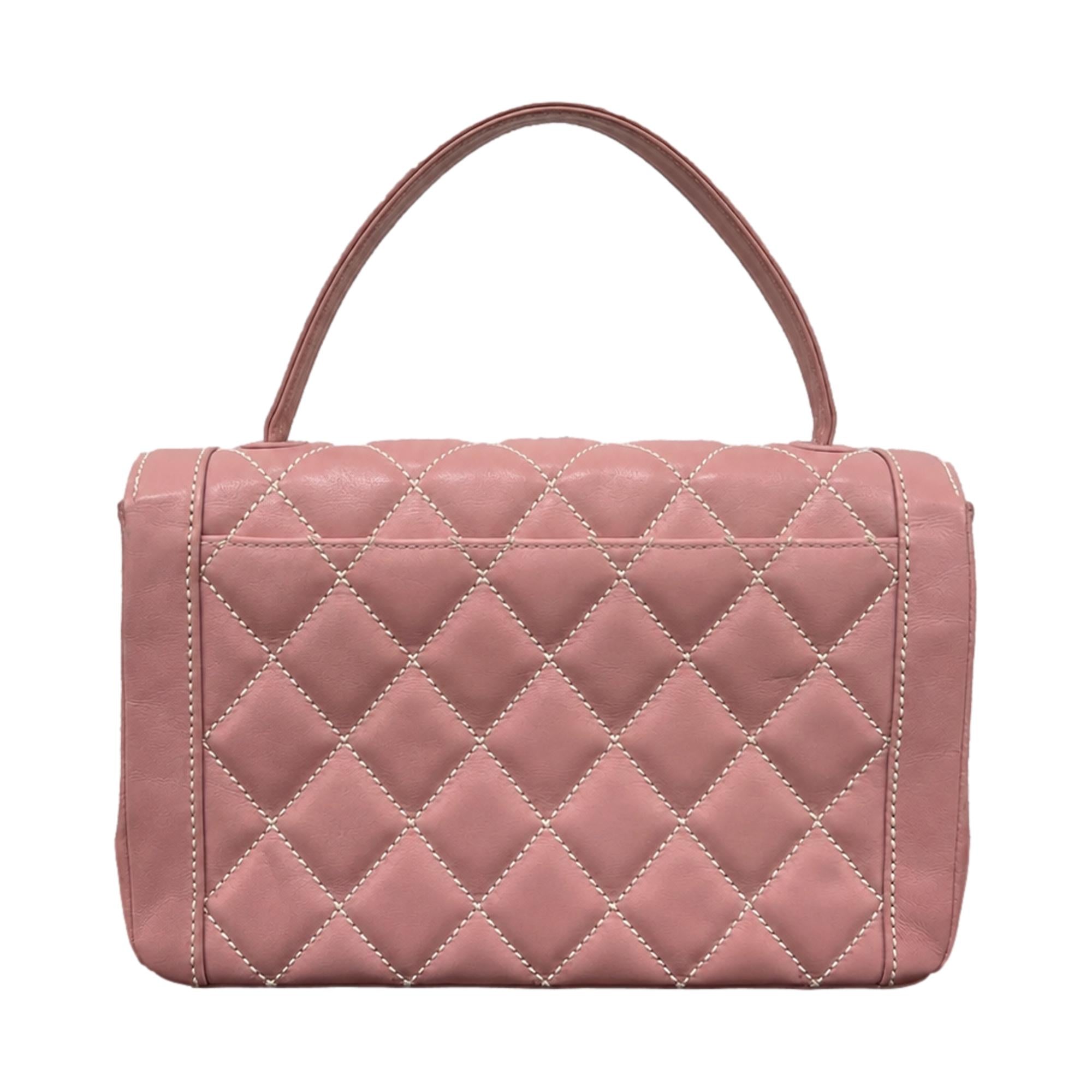 Chanel Pink Quilted Top Handle Bag