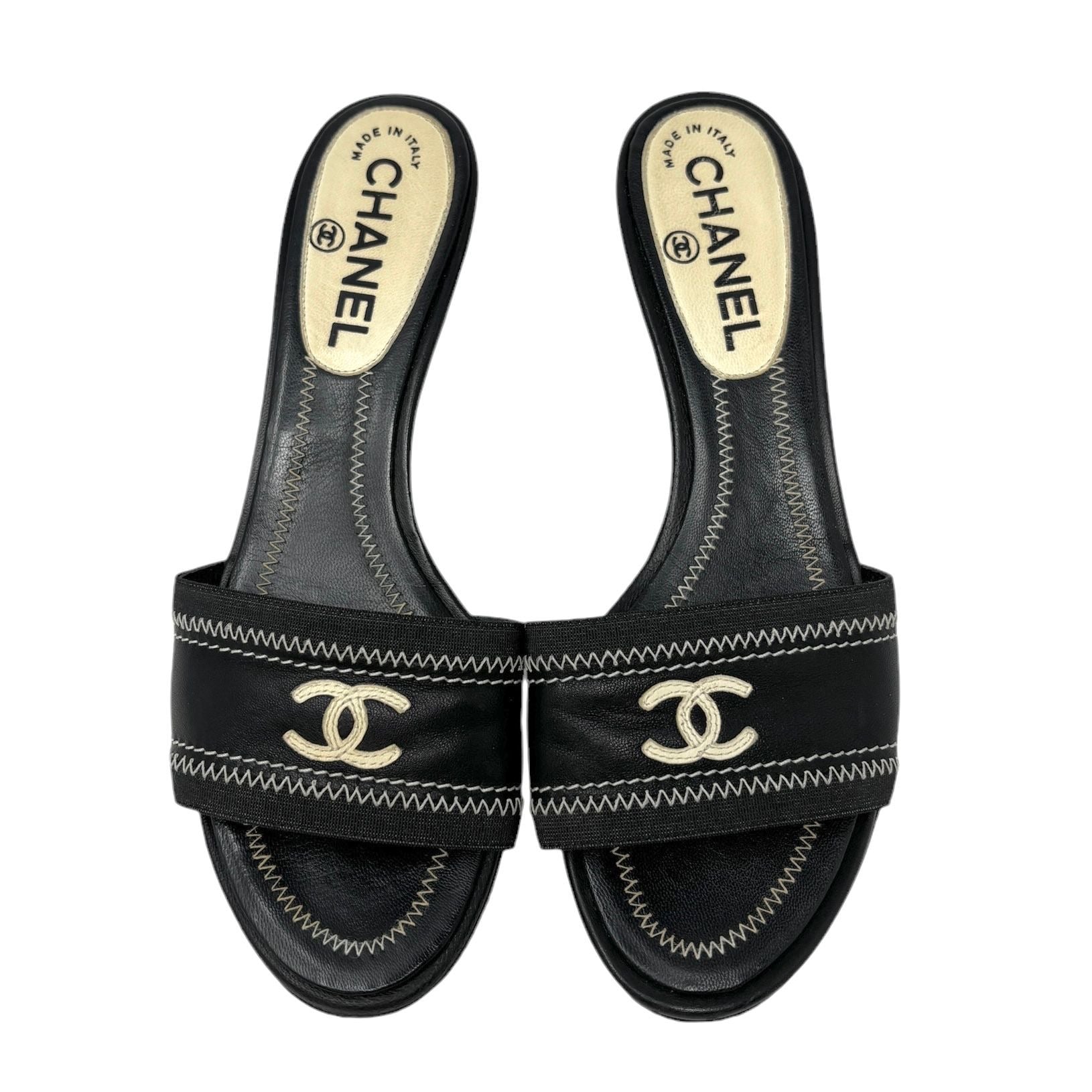 Chanel Black Logo Kitten Heels