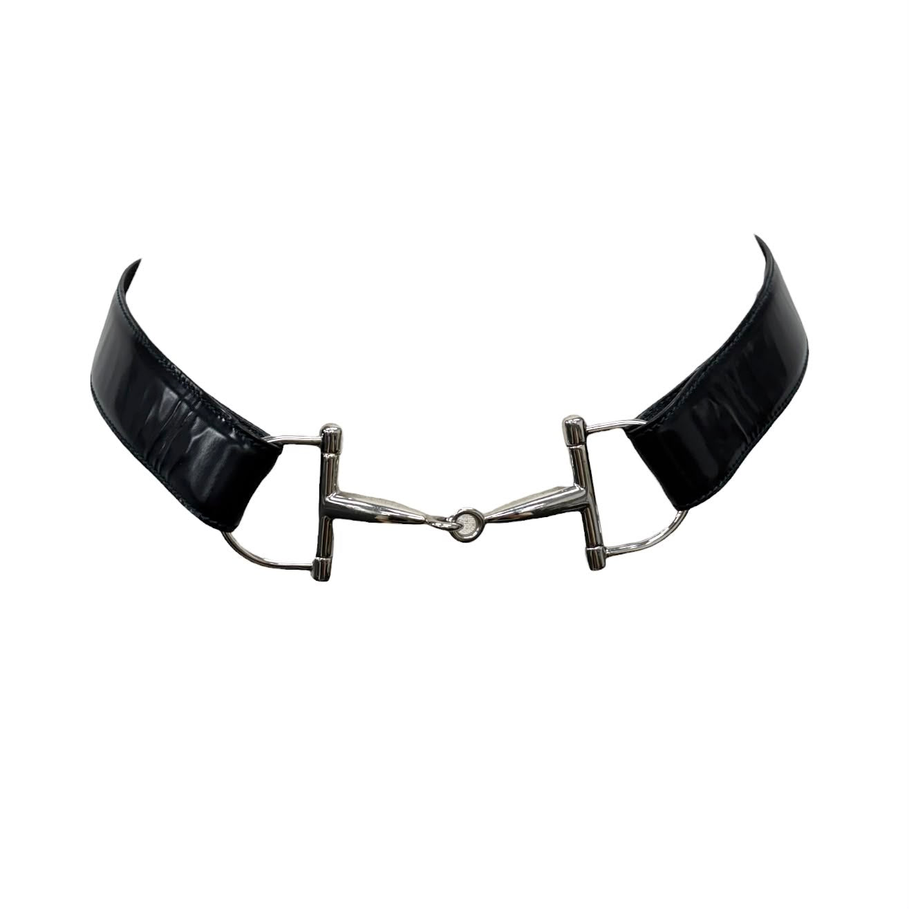Gucci Black Patent Leather Horsebit Belt
