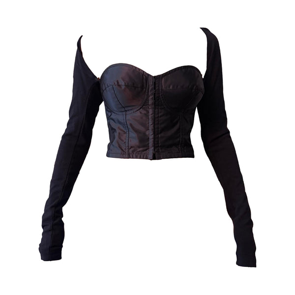 Dolce & Gabbana Black Long Sleeve Bustier Top