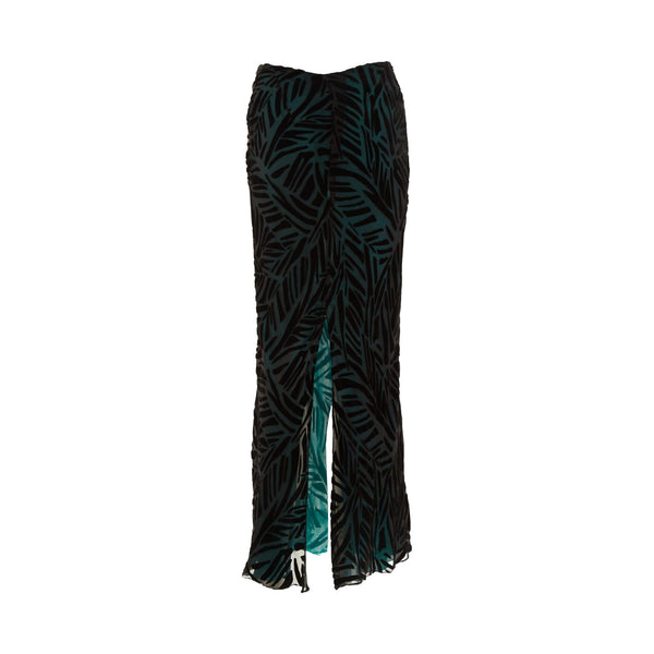 Versace Green + Black Velvet Print Skirt