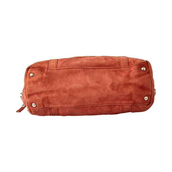 Prada Rust Suede Buckle Shoulder Bag