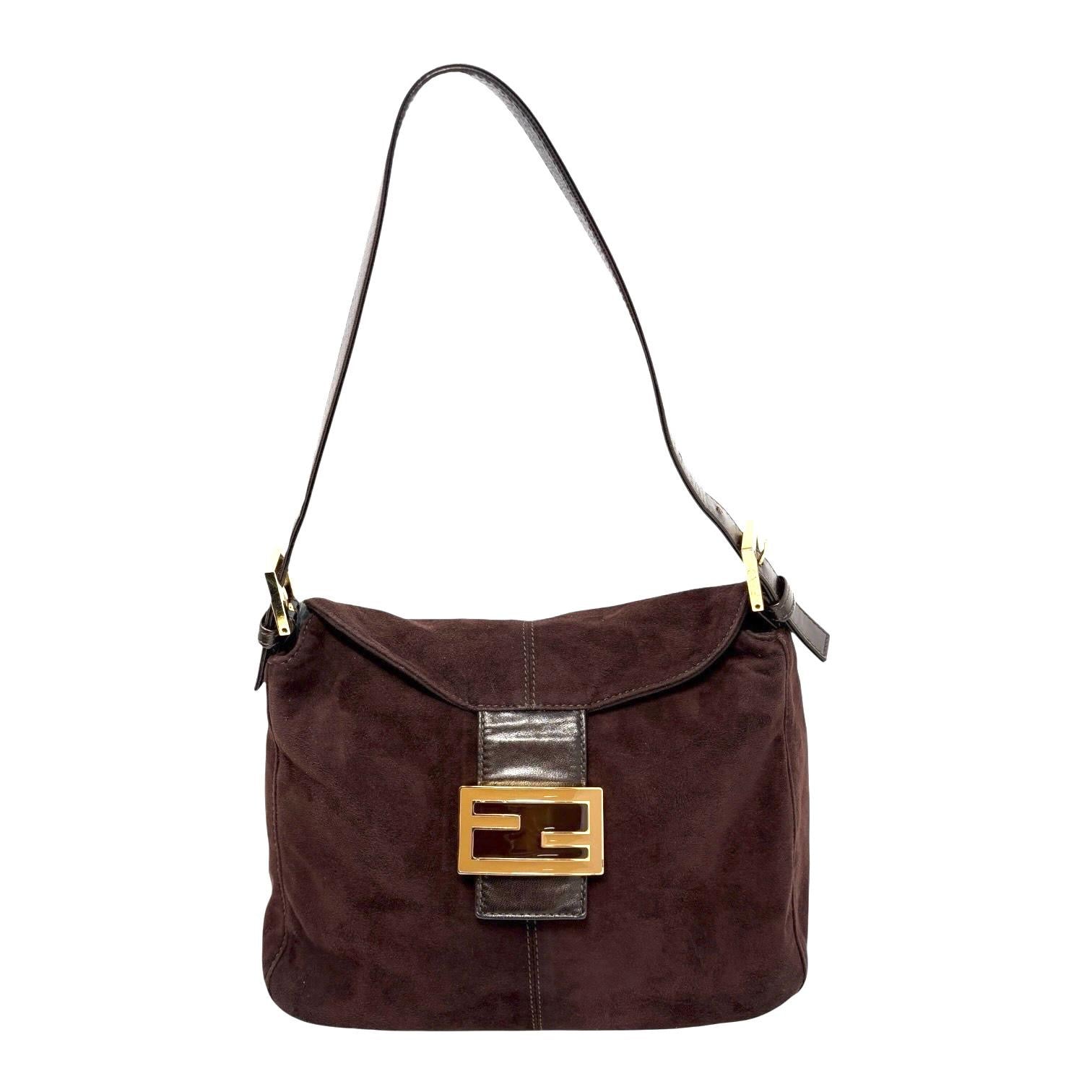 Fendi Chocolate Suede Shoulder Bag