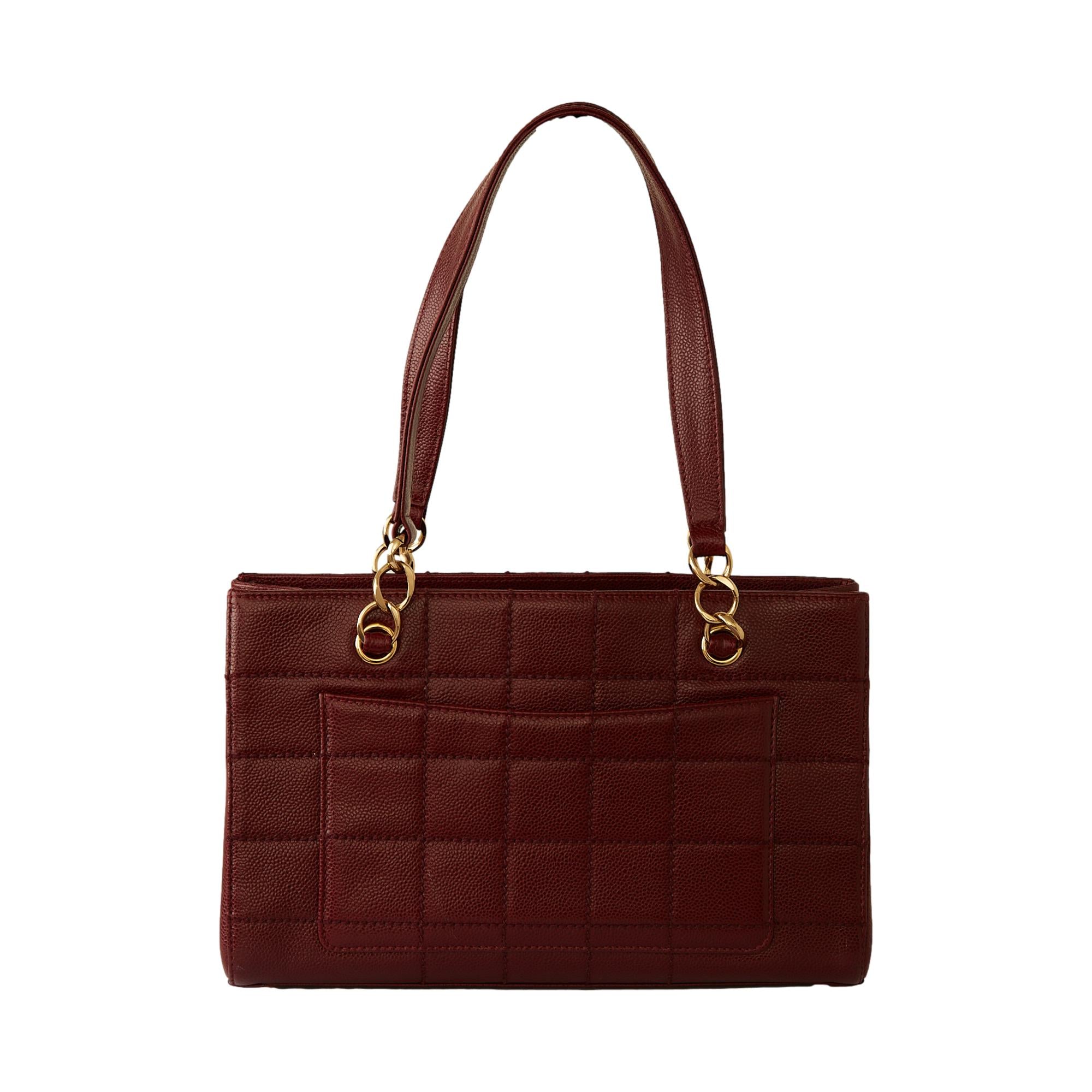 Chanel Oxblood Caviar Square Quilt Shoulder Bag