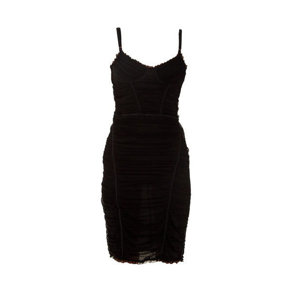 Dolce & Gabbana Black Ruched Bustier Dress