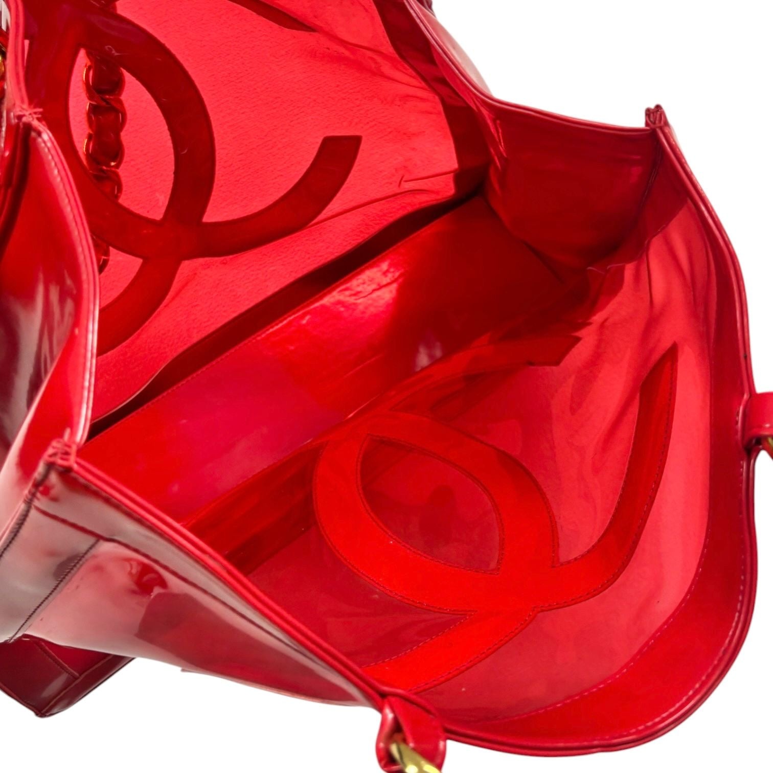 Chanel Red Transparent Chain Bag