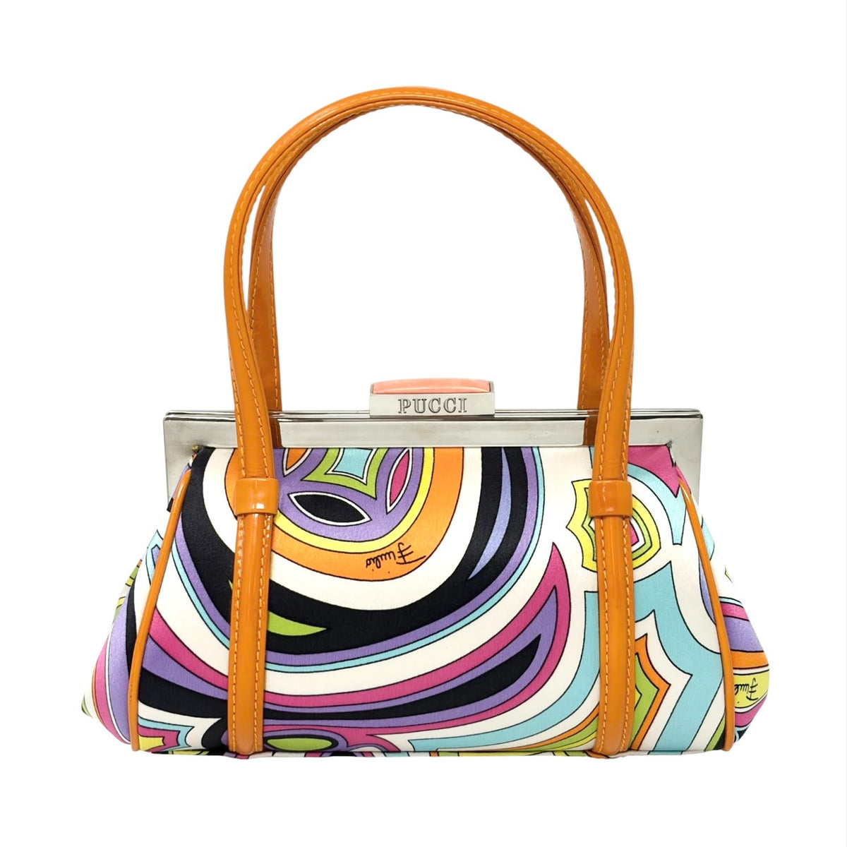 Pucci Orange Top Lock Mini Bag