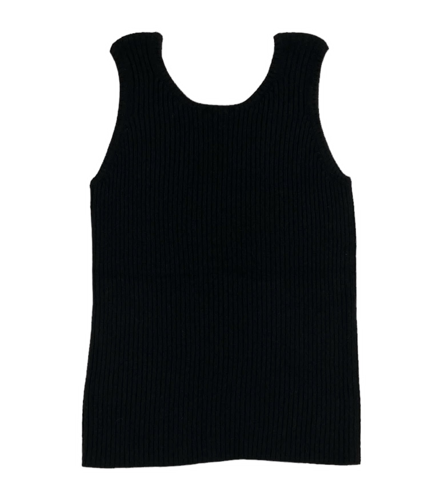 Chanel Black Ribbed Logo Tank Top