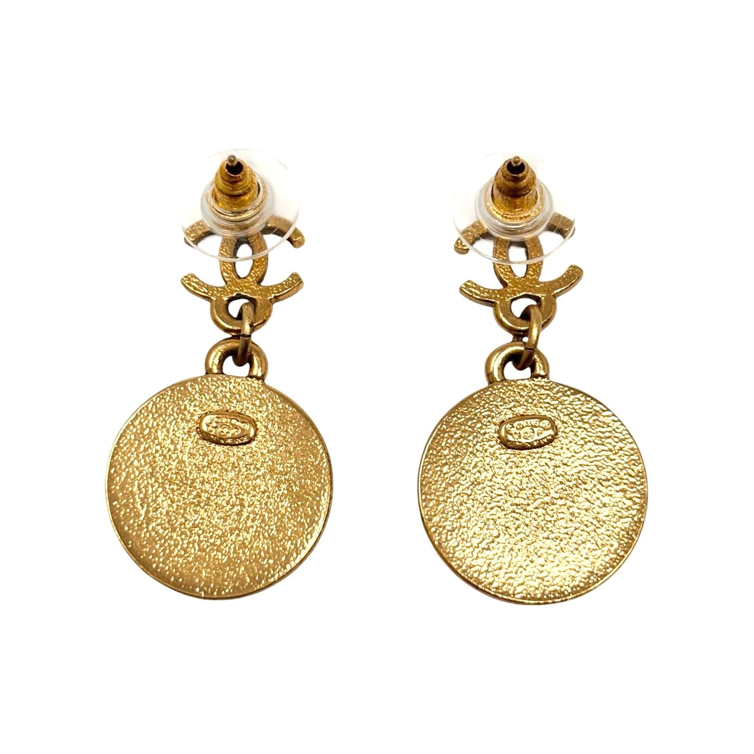 Chanel Red Star Logo Earrings