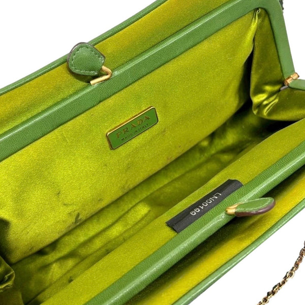 Prada Green Snakeskin Kisslock Shoulder Bag