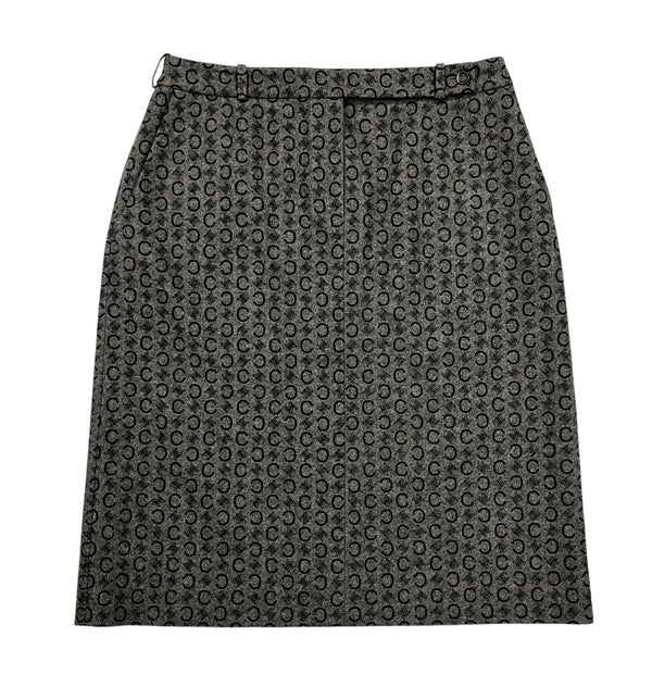 Celine Gray Wool Logo Skirt