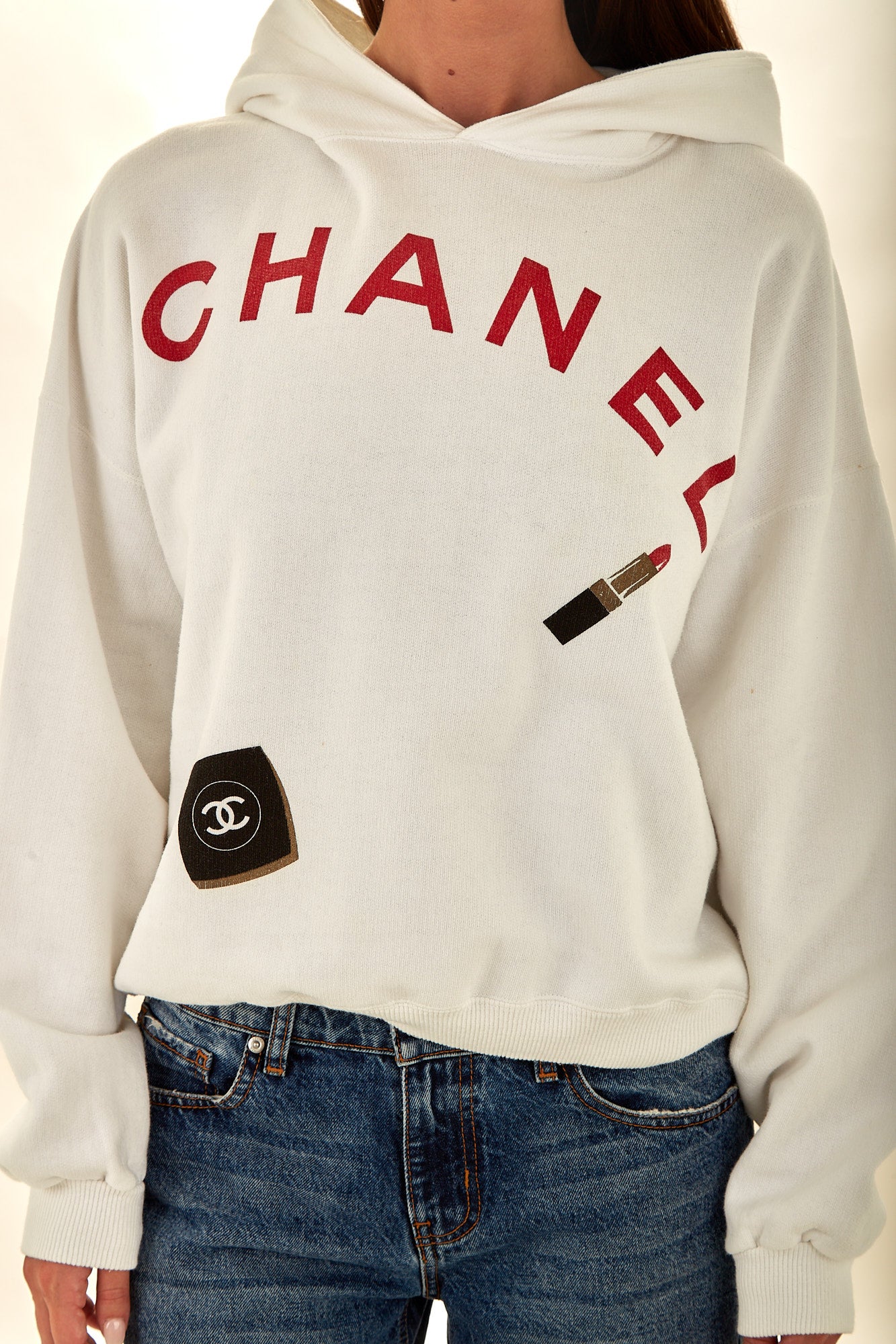 Chanel White Makeup Logo Hoodie