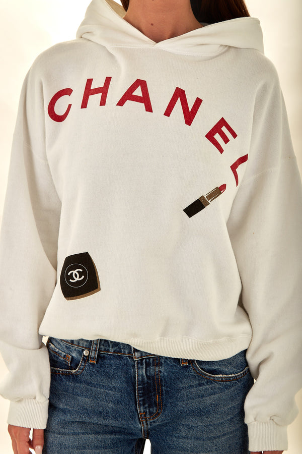 Chanel White Makeup Logo Hoodie