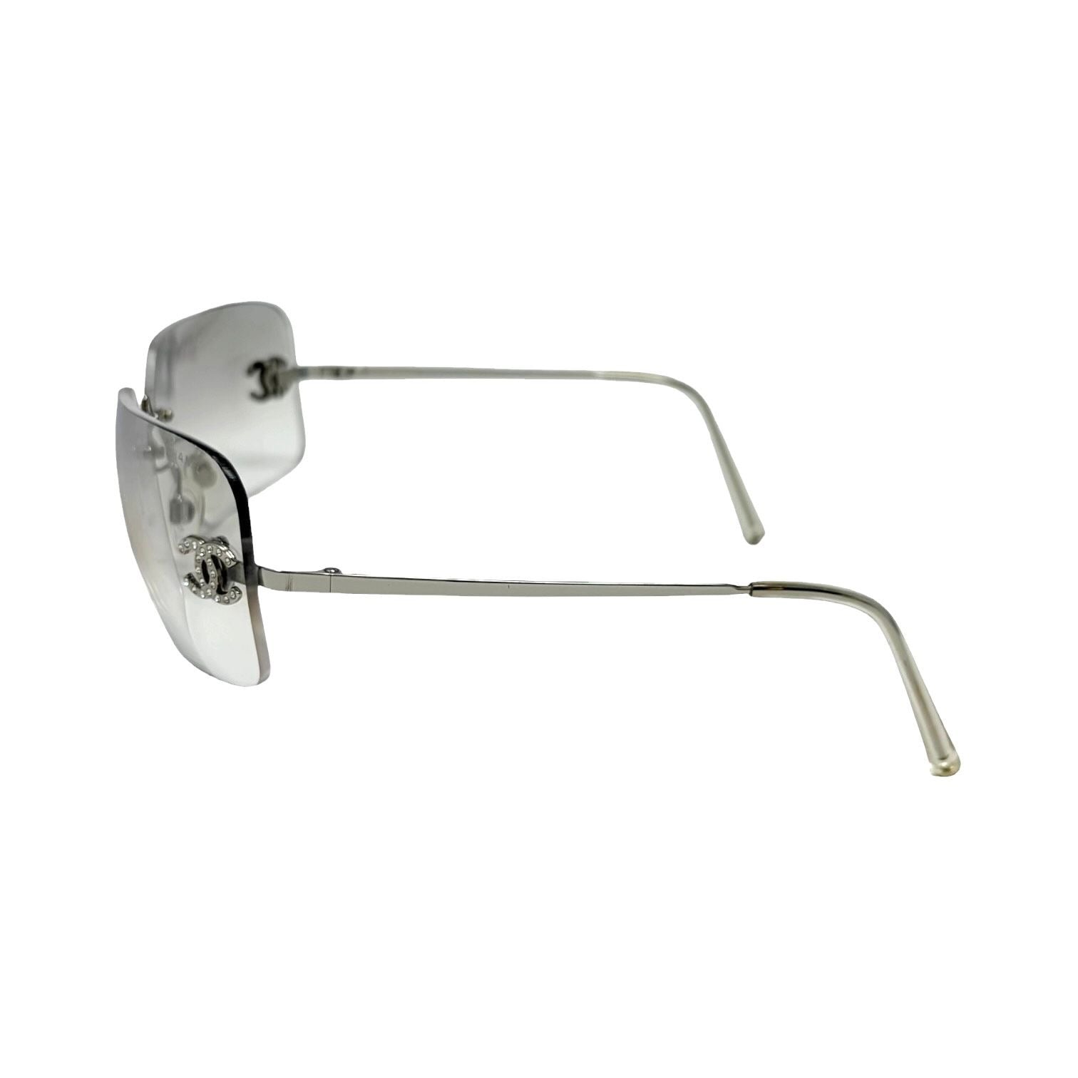 Chanel Clear Rhinestone Rimless Sunglasses