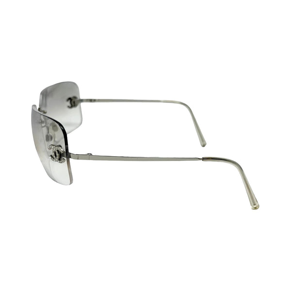 Chanel Clear Rhinestone Rimless Sunglasses