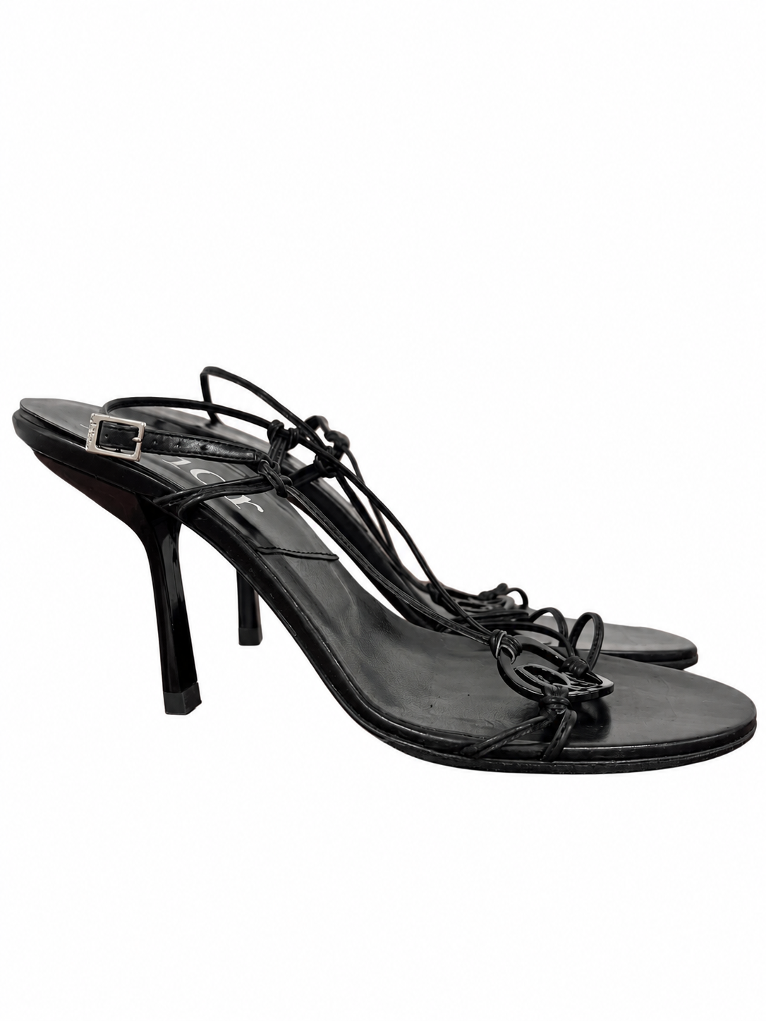 Dior Black Logo Strap Heels