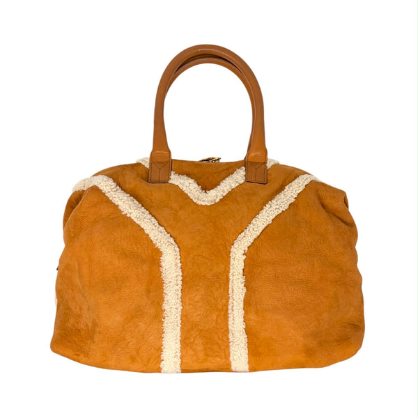 YSL Tan Shearling Bowler Bag