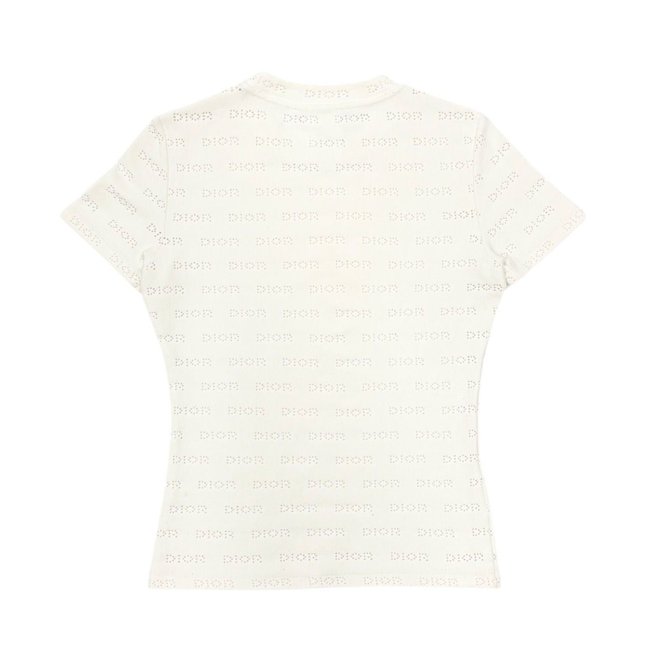 Dior White Perforated Logo Top