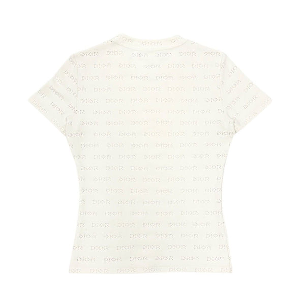Dior White Perforated Logo Top