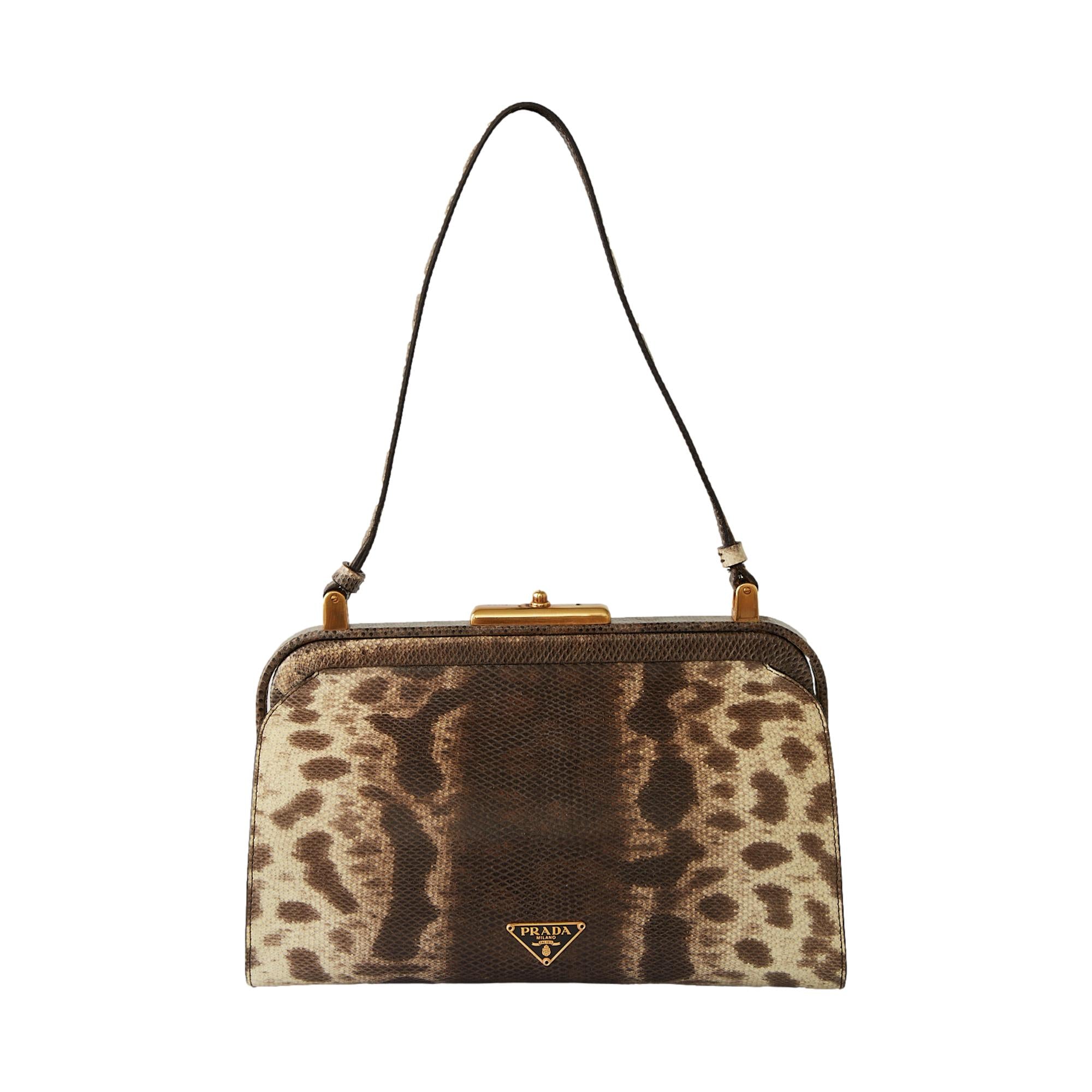 Prada Snakeskin Small Structured Shoulder Bag