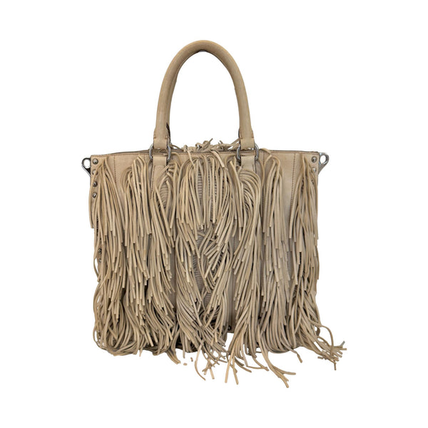 Prada Ivory Small Fringe Leather Shoulder Bag