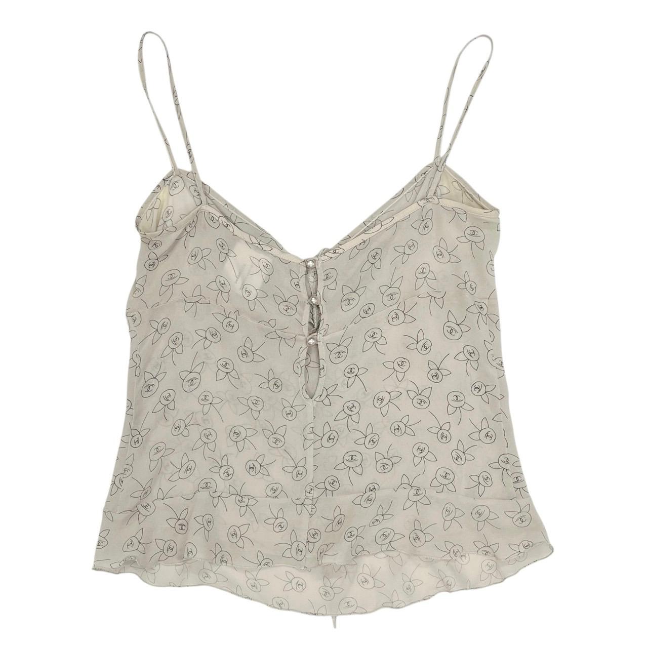Chanel Floral Ruffle Tank Top