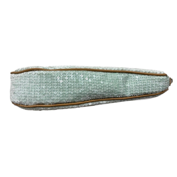 Dior Baby Blue Sequin Logo Mini Saddle Bag