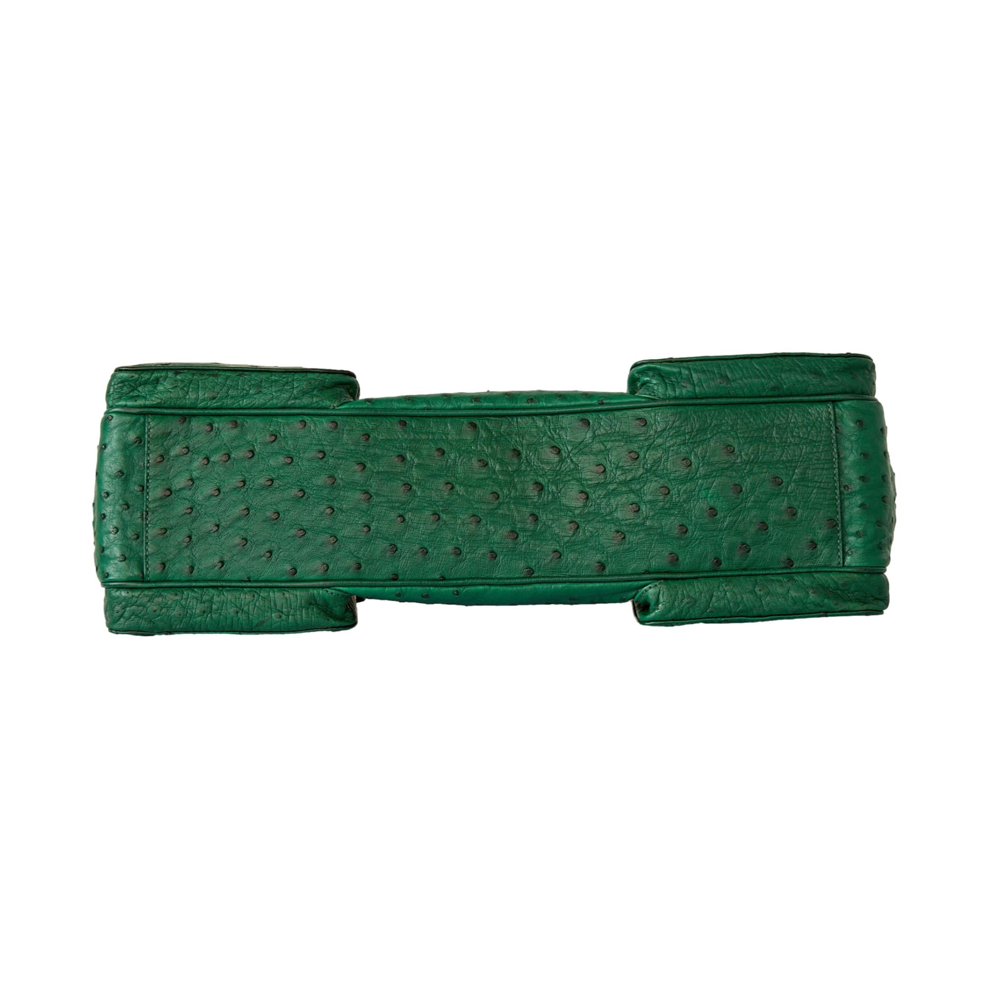 Prada Green Ostrich Bar 2way Bag