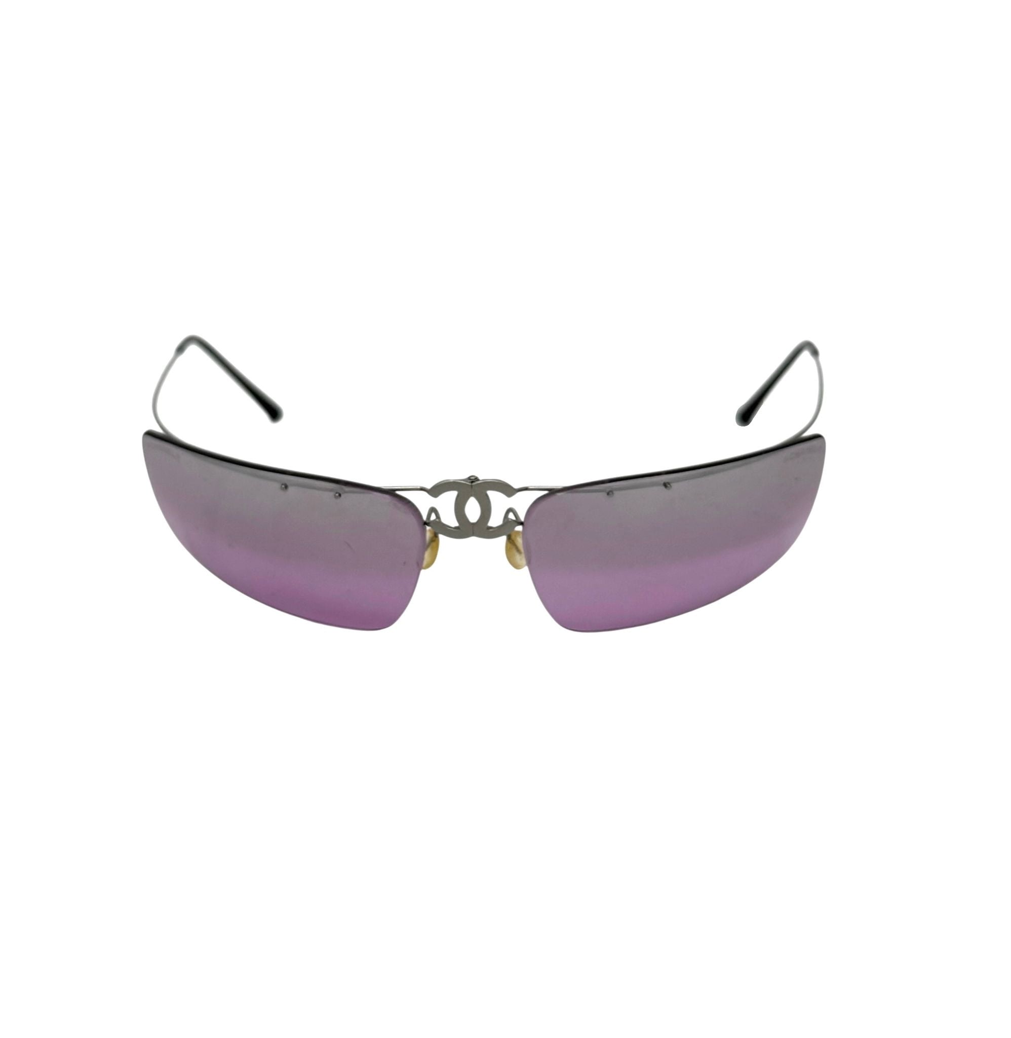 Chanel Purple Center Rimless Logo Sunglasses