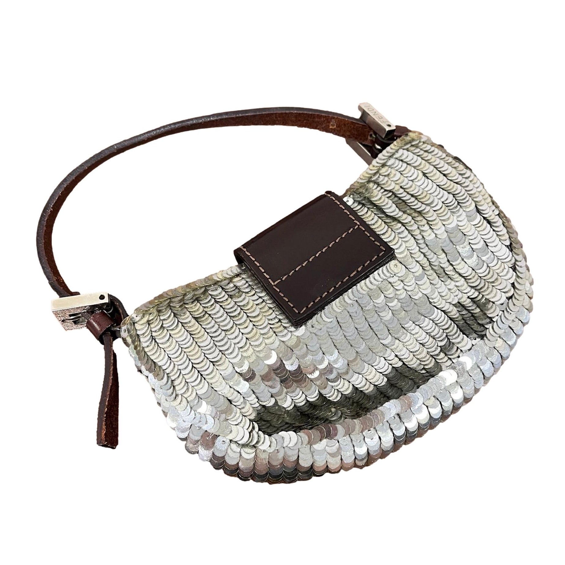 Fendi Silver Sequin Croissant