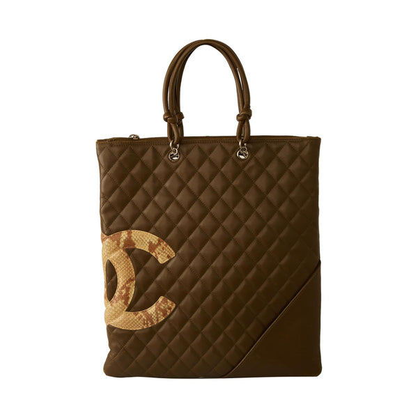 Chanel Green Lambskin Cambon Tote