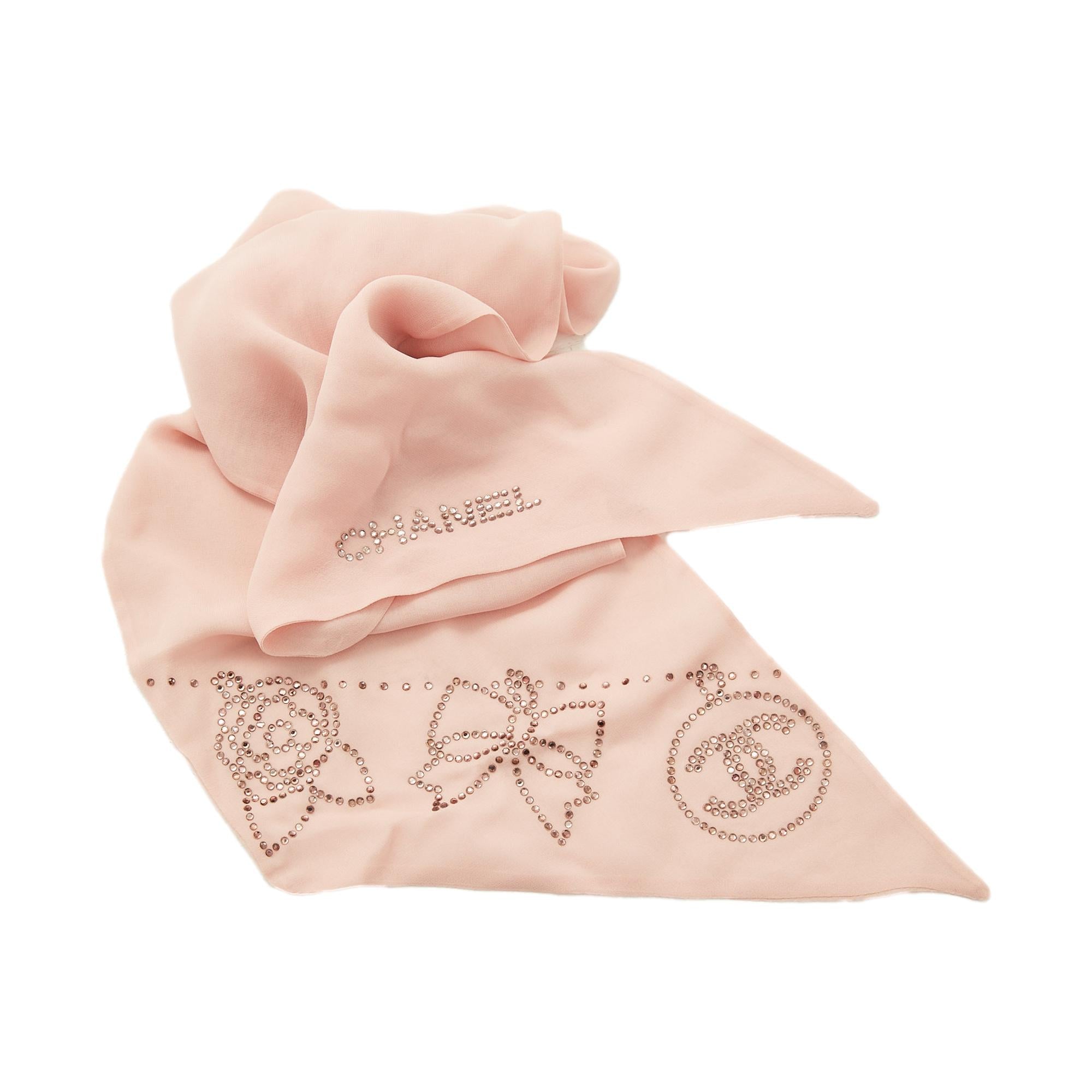 Chanel Baby Pink Rhinestone Headscarf