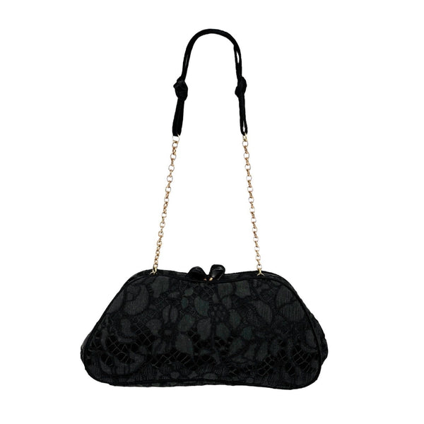 Prada Black Lace Chain Mini Shoulder Bag