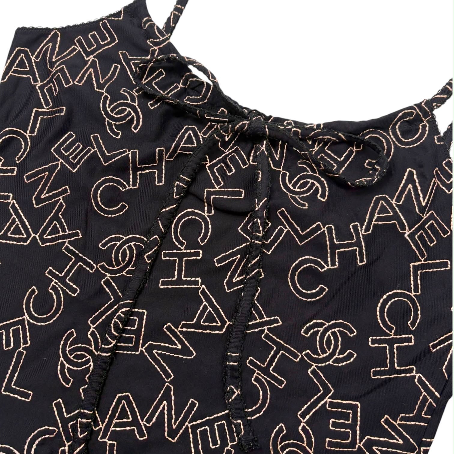 Chanel Navy Embroidered Logo Tank