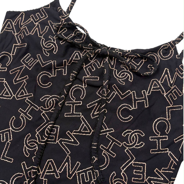 Chanel Navy Embroidered Logo Tank