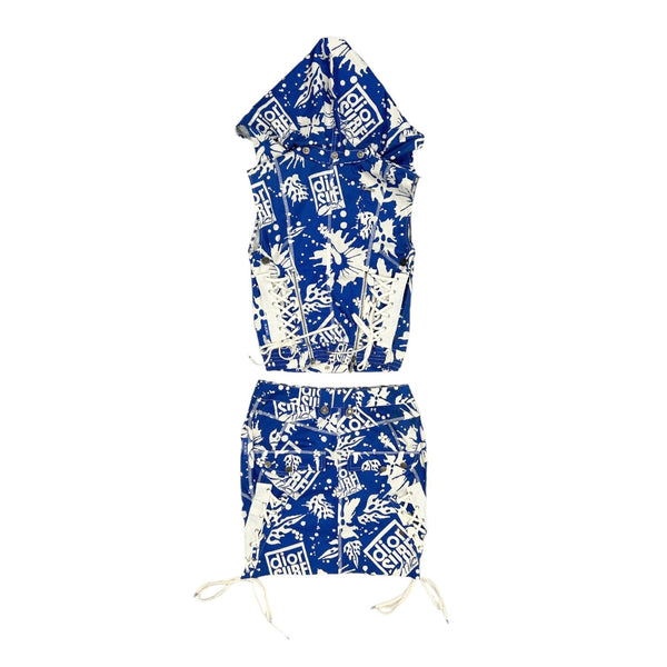 Dior Surf Blue Skirt Set