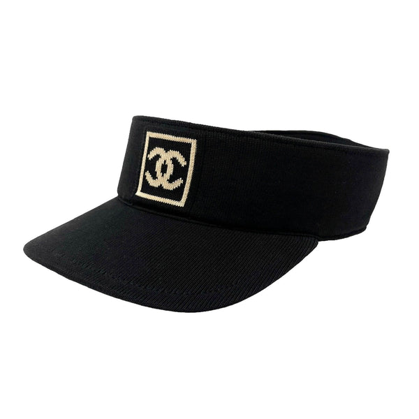 Chanel Black Knit Logo Visor