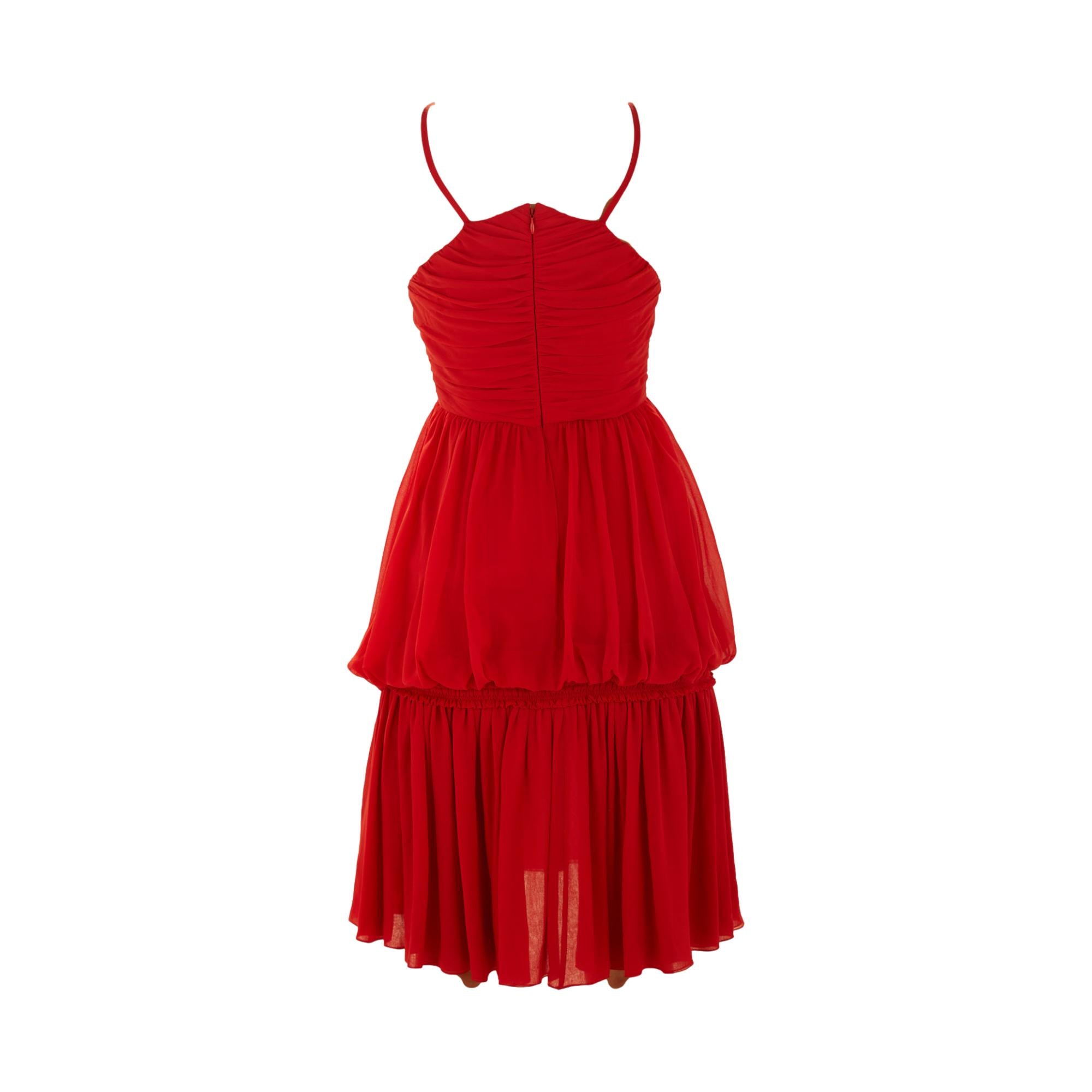 Chanel Red Tiered Babydoll Dress
