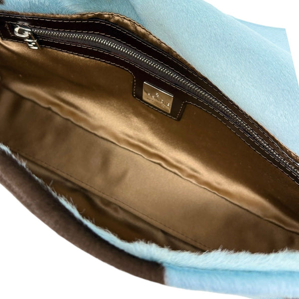 Fendi Blue Cow Print Baguette